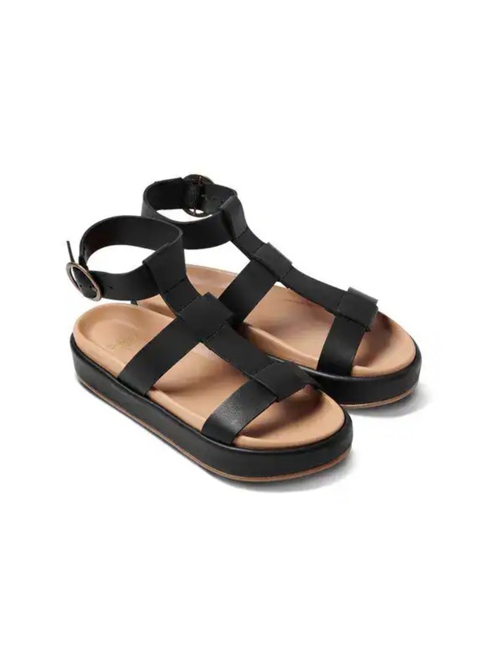 Beek Kestrel Black Leather Platform Ankle Strap Sandals Women’s Size 8